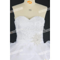 Real Fotos Ruffle Vestido de casamento vestido de noiva sem mangas Beaded Ball Gown